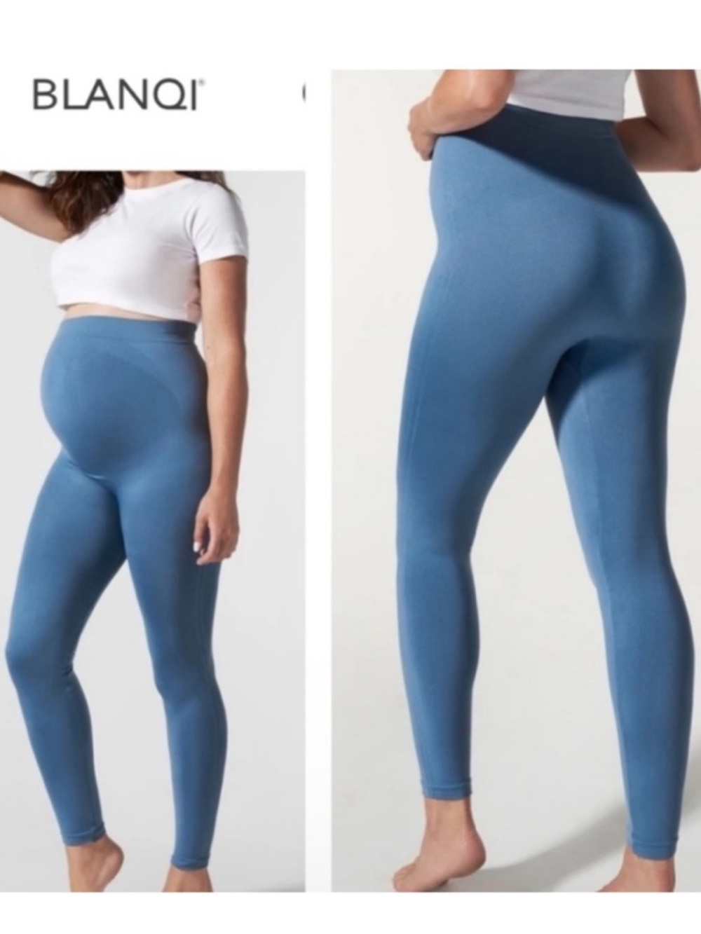 BLANQI Everyday Maternity Belly Support Pull On In Oil Blue Casual Leggings L